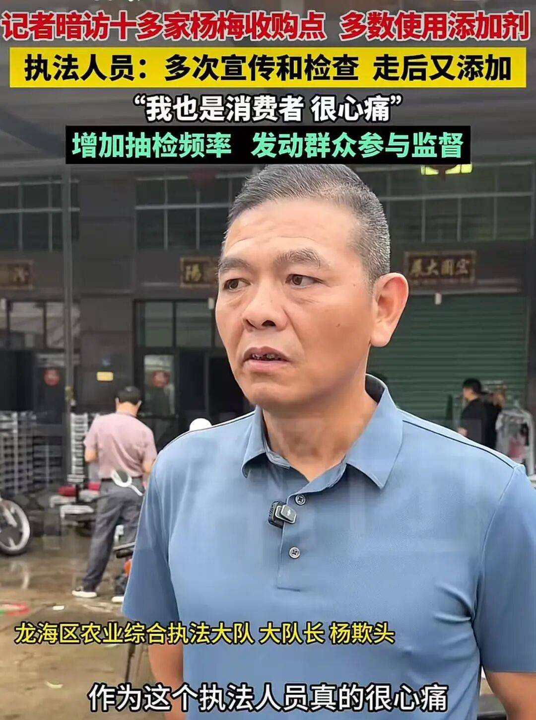 福建漳州“泡药杨梅”大量流入市场，主要销往河南、上海、浙江等地，收购点工人称“发到郑州的比较远，防腐剂一定要用”，官方已启动整治